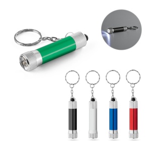 HI RE-LERGAN. Breloc din aluminiu (92% reciclat) cu lanternă LED cu 3 lumini