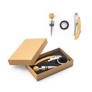 HI SAVORY. Bamboo and stainless steel wine set