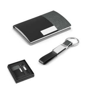 HI TRAVOLTA. Metal and PU card and keyring set