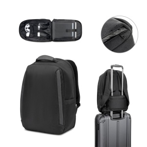 HI YANGON BPACK. Anti-theft backpack, in twill with water-repellent coating and high-density 600D recycled polyester, for 17'3" laptop