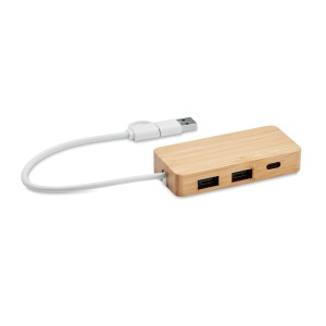 HUBBAM - Hub USB cu 3 porturi din bambus