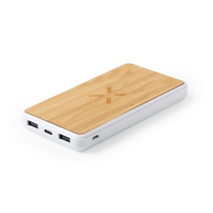 MAK Dickens - Power Bank Bamboo/ ABS Wireless 5W. 8000 mAh. 2 USB Outputs. Micro USB and Type C Input