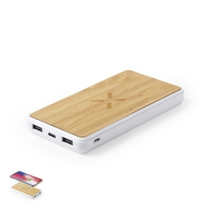 MAK Dickens - Power Bank Bamboo/ ABS Wireless 5W. 8000 mAh. 2 USB Outputs. Micro USB and Type C Input - Img 3