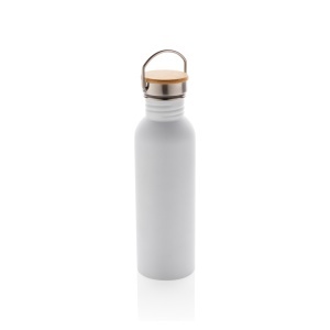 Modern stainless steel bottle with bamboo lid - Img 6