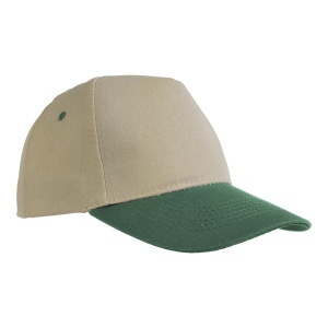 Natural cotton 5-panel cap with coloured visor and adjustable velcro strap - Img 5