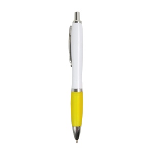 ON™ ABS plastic snap pen with white barrel, Italian flag-coloured grip and metal clip
