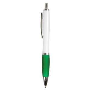 ON™ ABS plastic snap pen with white barrel, Italian flag-coloured grip and metal clip