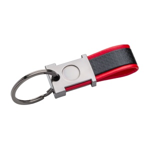 ON™ Keyring in burnished metal and two-tone PU, with space suitable for resin logo