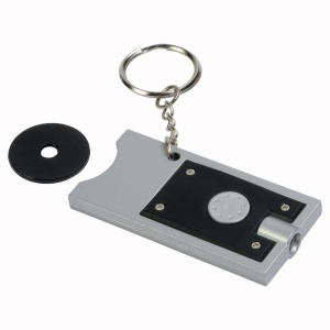ON™ Plastic key ring with shopping trolley token and light