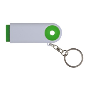 ON™ Plastic key ring with shopping trolley token and 2-LED light