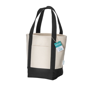 ON™ Geantă mini shopper din bumbac reciclat 340 g/m2, cu mânere și bază colorate. Certificare GRS - Img 4