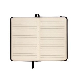 ON™ PU notebook with coloured elastic, ruled sheets (80 pages), satin bookmark