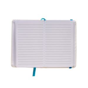 ON™ PU notebook with coloured elastic, ruled sheets (80 pages), satin bookmark