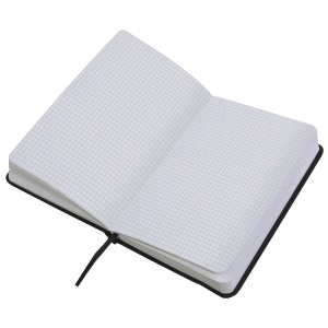 ON™ PU notebook with coloured elastic, squared sheets (80 pages), satin bookmark