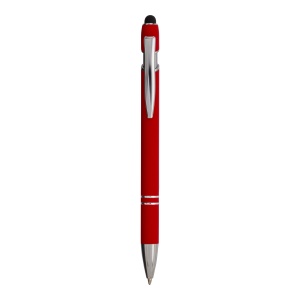 ON™ Rubberized aluminium snap pen with touch screen eraser and metal clip