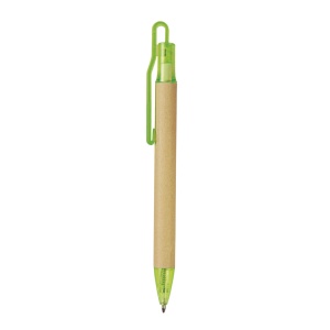 ON™ Push button ball pen with recycled carton barrel and plastic fittings