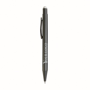 ON™ Aluminum push button ball pen with colored touch screen and laser engraved logo