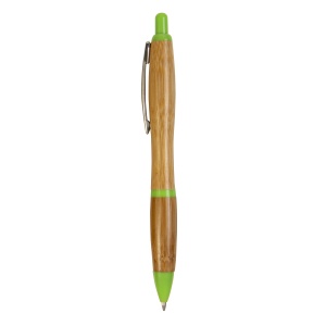ON™ Push button ball pen in bamboo with chrome fittings