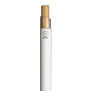ON™ Rubberized recycled aluminum snap pen. Burnished details , bamboo button