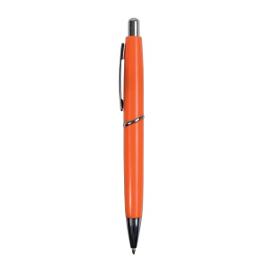 ON™ ABS plastic snap pen with coloured barrel and metal clip, jumbo refill