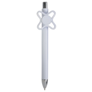 ON™ White plastic snap pen with coloured spinner. Centre of the spinner to be customised