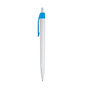 ON™ Plastic snap pen with white barrel and coloured clip