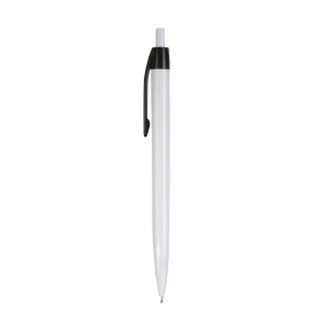 ON™ Plastic snap pen with white barrel and coloured clip