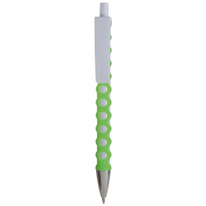 ON™ Plastic snap pen with white barrel, clip and button