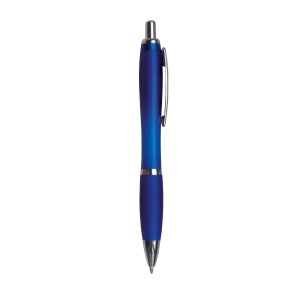 ON™ Plastic snap pen with coloured barrel, matching rubberised grip and metal clip