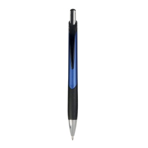 ON™ Plastic snap pen with metallic barrel and rubberised black grip to match the clip