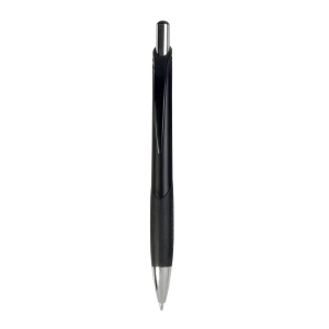 ON™ Plastic snap pen with metallic barrel and rubberised black grip to match the clip
