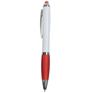 ON™ Plastic twist pen with white barrel, rubberised coloured grip
