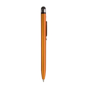 ON™ Plastic twist pen with metallic coloured barrel and touchscreen rubber tip