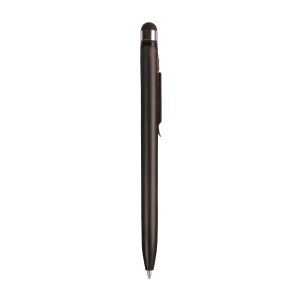 ON™ Plastic twist pen with metallic coloured barrel and touchscreen rubber tip
