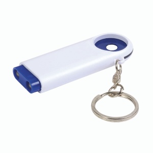 ON™ Plastic key ring with shopping trolley token and 2-LED light
