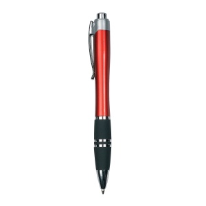 ON™ Plastic snap pen with coloured barrel, rubberised grip and metal clip. Jumbo refill
