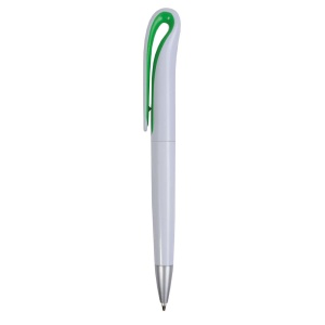 ON™ Plastic snap pen with white barrel and curved clip with coloured inside, jumbo refill