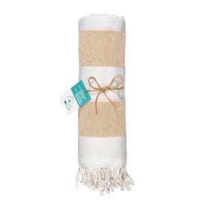 ON™ Recycled cotton fringed beach towel, size 90x170 cm