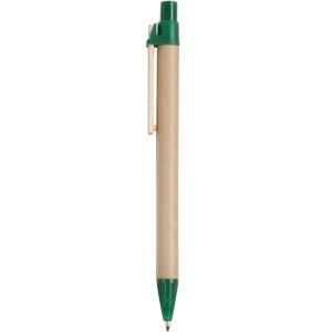 ON™ Recycled paper snap pen, coloured PP and wheat straw details, wooden clip