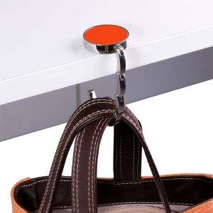 ON™ Round metal bag hook, dual-magnet reinforced closure, in a black box