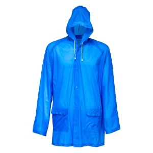 ON Embossed PVC (200 g) raincoat, supplied in a pocket-sized bag. One size