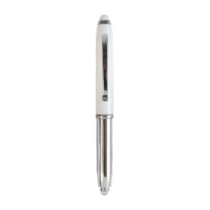 ON Mini silver plastic pen with metal lid and clip, light and touchscreen rubber tip - Img 4