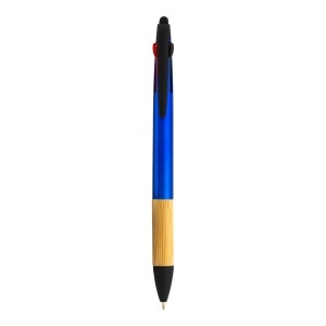 ON Plastic click pen with 3 refills, with touch screen rubber, bamboo grip