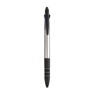 ON Plastic snap pen with 3 refills in blue, black and red, and touchscreen rubber tip - Img 5