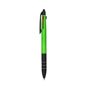 ON Plastic snap pen with 3 refills in blue, black and red, and touchscreen rubber tip - Img 13