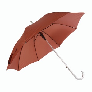 ON Solid-colour automatic umbrella with aluminium shaft, ferrule and curved handle