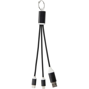 PF™ Metal 4-in-1 recycled aluminium charging cable with keychain