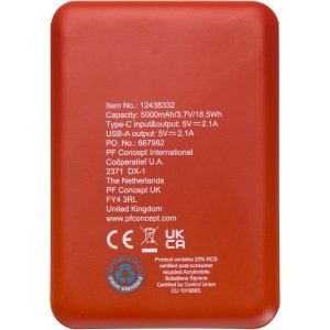 PF Baterie externă Asama 5000 mAh tip C din plastic reciclat