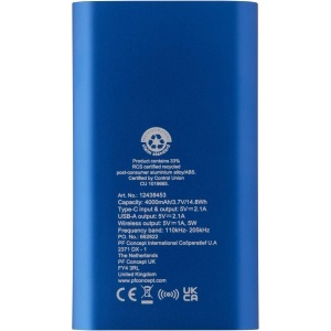 PF Baterie externă wireless Juice, 4000 mAh, tip C, din aluminiu reciclat
