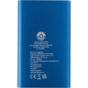 PF Baterie externă Pep 4000 mAh tip C din aluminiu reciclat